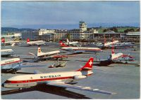 Postkarte mit: Swissair Caravelle Jet in Zürich Flughafen